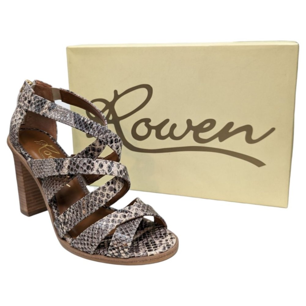 Rowen Stuart High Heel Sandals Womens Grey Snake Print Leather Strappy Size 7.5